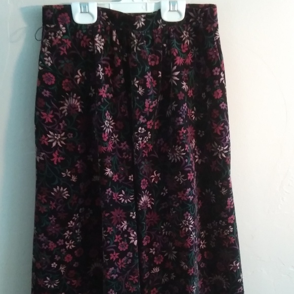 John Meyer Velvet Burgundy Floral A-Line Skirt - Picture 1 of 4